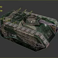 Detailed Camouflaged Military Tank With Green Brown Paint Turret And Tracks