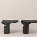 Two Modern Black Side Tables With Round Top And Cylindrical Base Design 3d model