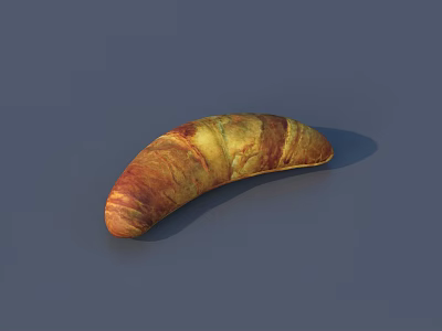 Freshly Baked Flaky Croissant with Golden Brown Layers on Blue Background 3d model