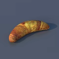 Freshly Baked Flaky Croissant with Golden Brown Layers on Blue Background