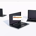 Three Sleek Black DigDi Laptops Displayed On White Background With Modern Design