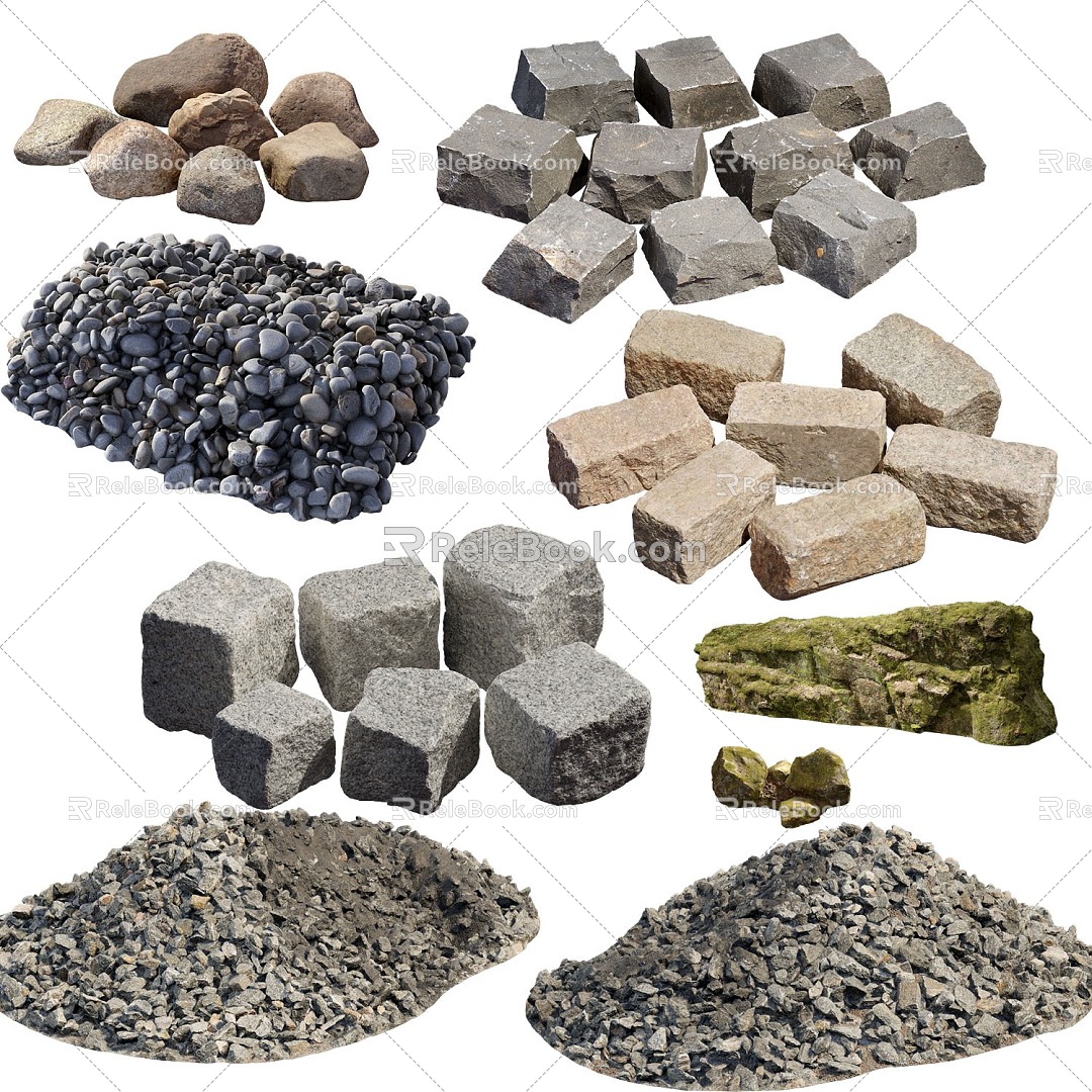 Stone stone pile goose soft stone moss stone weathered stone 3d model