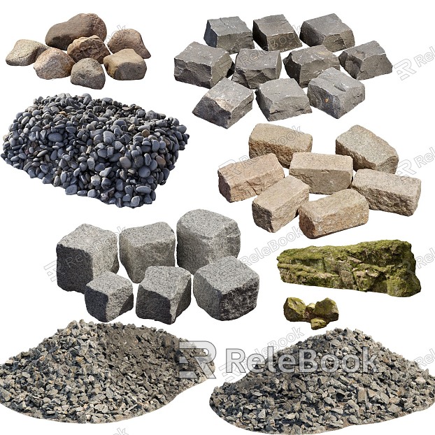 Stone stone pile goose soft stone moss stone weathered stone model