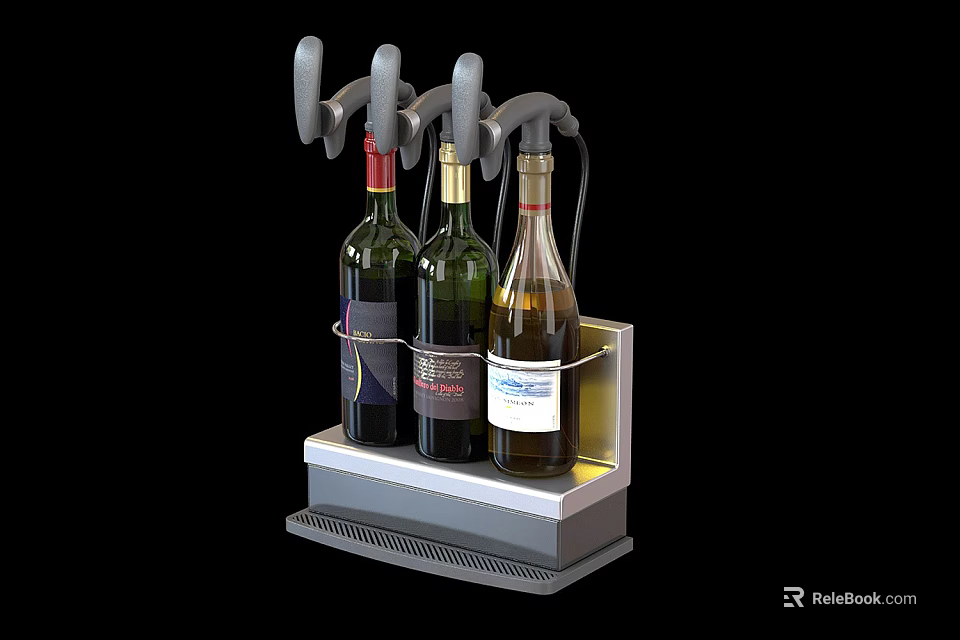 Commercial Wine Dispenser Equipment With Metal Stand And Multiple Bottle Holders 3d model 