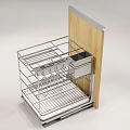 Modern Kitchen Cabinet With Wooden Door And Metal Pull Out Basket Shelves
