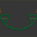 Modern Double Rocking Chair With Green Frame And Orange Seats Design