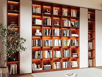 Modern Middle Style Bookcase Full Wall Bookcase 3d model