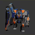 Blue Gray Orange Mechanical Robot Creature Design With Armored Body And Futuristic Features