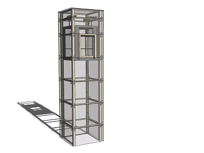 Modern Transparent Elevator With Metal Frame Multi Floor Structure And Base Rail 3d model