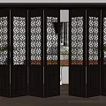 Folding Doors With Lattice Designs And Glass Panels For Open Modern Interior Space