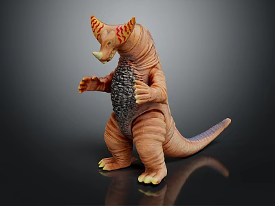 Game And Movie Character With Orange Body Horned Head Red Patterns Scaled Back 3d model