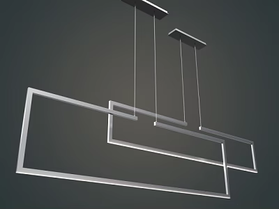 Modern Metal Pendant Light With Double Rectangular Frame Hanging Ceiling Design 3d model