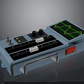 Portable Blue Electronic Oscilloscope With Green Waveform Display Knobs Control Buttons And Red Label