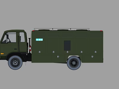 Green Utility Vehicle With Storage Compartments And Roof Rack For Engineering Work 3d model