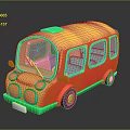 Colorful Cartoon Toy Car With Yellow Red Green Design And Playful Appearance