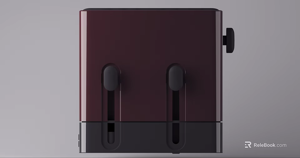 Modern Red Digital Toaster With Two Slots And Black Control Knobs 3d model 