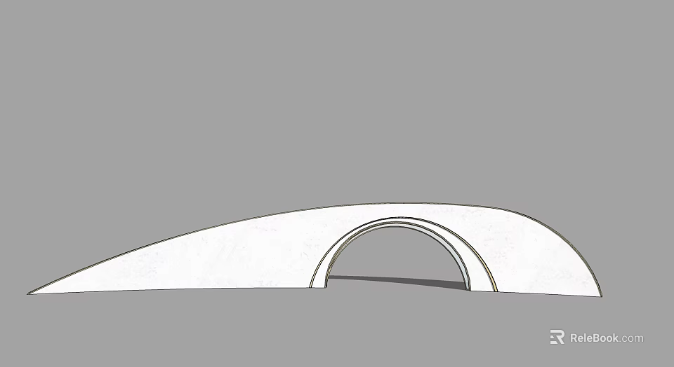 Modern White Outdoor Landscape Wall With Arched Doorway Design Structure 3d model