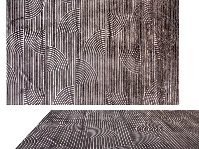 Modern Square Rug with Geometric Arc and Line Patterns for Home Decor 3d model