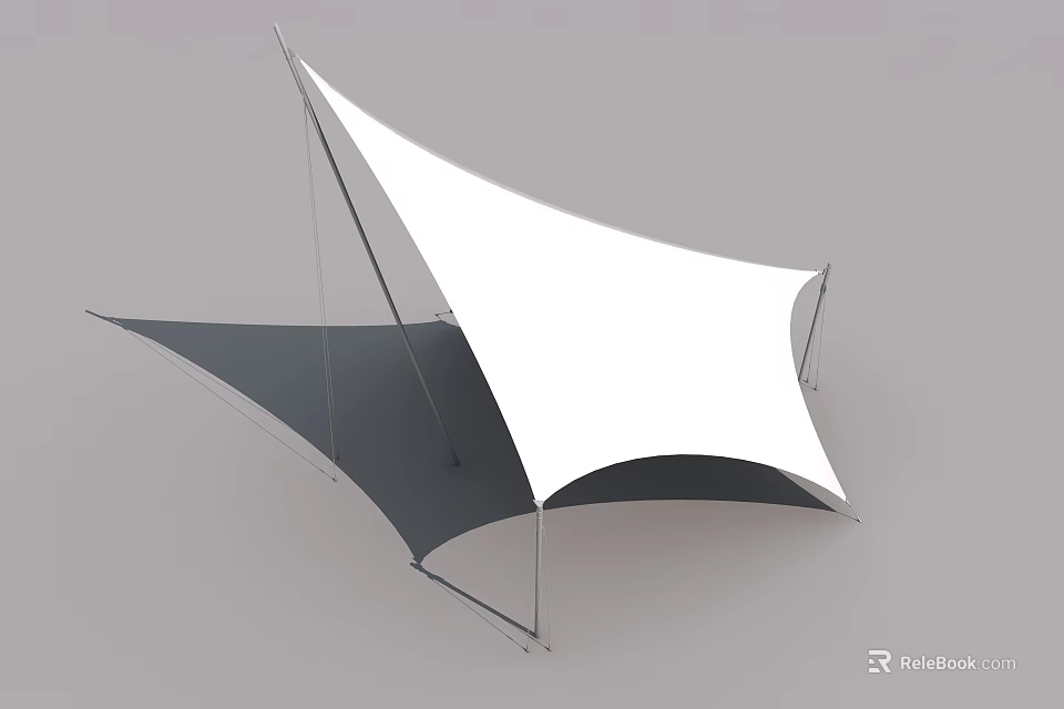 Durable White Hinged Door For Tensile Membrane Structure With Gray Accents 3d model