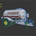 JOSKIN Silver Tanker Trailer Featuring Yellow Rimmed Wheels And Green Support Structure