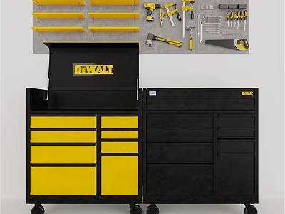 Black And Yellow DEWALT Decorative Ornament Combination With Toolbox And Hanging Tools 3d model