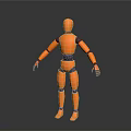Orange Humanoid Robot Figure With Black Joints In Standing 3D Model Pose 3d model