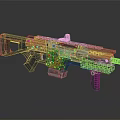 Futuristic Assault Rifle With Modern Tactical Design Orange Black Color And Scope Attachment