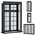 Modern Black Frame Windows And Doors With Grid Glass Design For Home