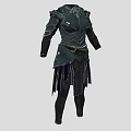 Black Metal Armor With Decorative Details Leather Belt And Purple Accents