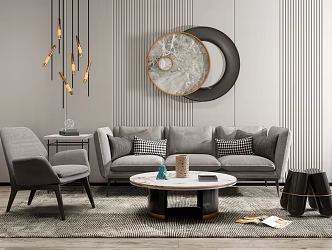 Modern sofa coffee table combination 3d model