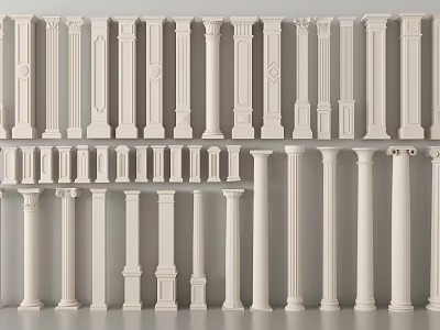 Various Ornamental Columns With Detailed Classical And Modern Architectural Designs 3d model