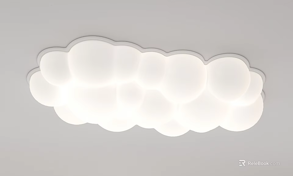 Cloud shaped white ceiling light with multiple circular elements and soft glow design 3d model 