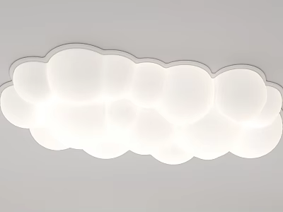 Cloud shaped white ceiling light with multiple circular elements and soft glow design 3d model