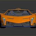 Orange Convertible Sports Car With Sleek Design Blue Seats And Rear Spoiler