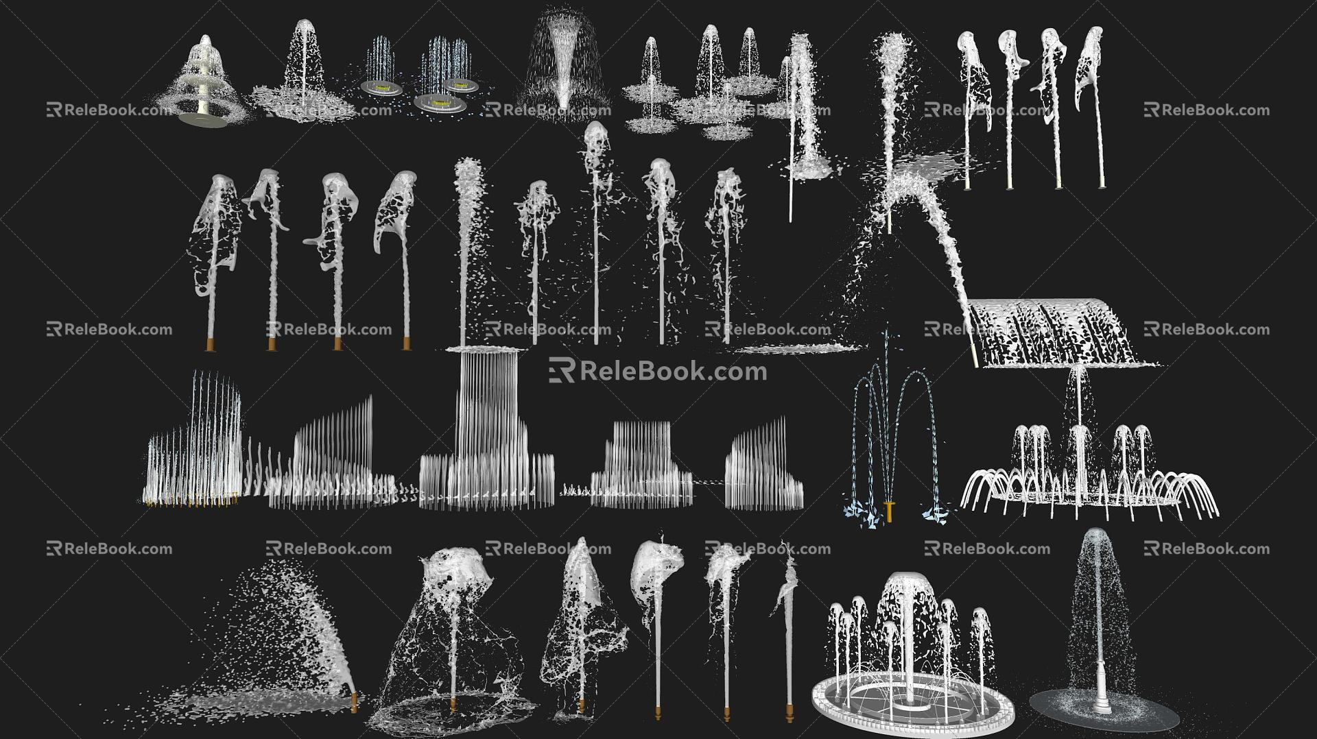 Modern fountain square fountain waterscape dry spray sketch 3d model