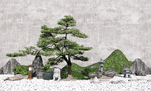 New Chinese style landscape sketch courtyard landscape 3d model