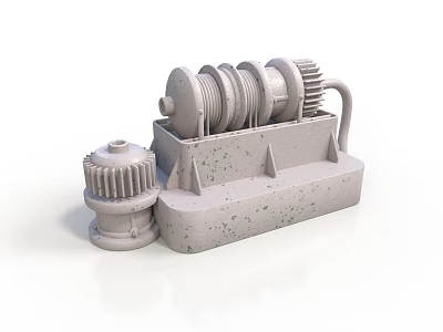 Industrial Mechanical Equipment 3D Model With Metal Gears Shafts And Base 3d model