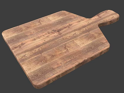 Natural Wooden Cutting Board With Wood Grain Texture And Handle Design 3d model