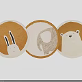 Round Carpets Featuring Rabbit Elephant Bear And Cute Soft Fabric Prints 3d model