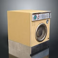 Front Load Washing Machine with Yellow Cabinet Metal Base and Round Drum Door
