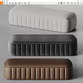 Modern Sofa Bench In Gray Brown Beige With Fabric Leather Tufted Design For Living Room