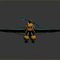 Colorful Turquoise And Yellow Vintage Airplane 3D Model With Detailed Cockpit And Propeller