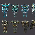 Colorful Mecha Robot Figures With Various Designs Detailed Armor And Unique Styles