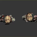 3D Game Character Design Blonde Hair Red Combat Outfit Front Back View With Armor Details