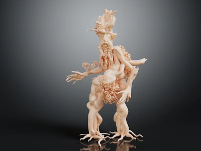 Game Movie Character With Mythical Twisted Limbs And Root Like Base Design 3d model