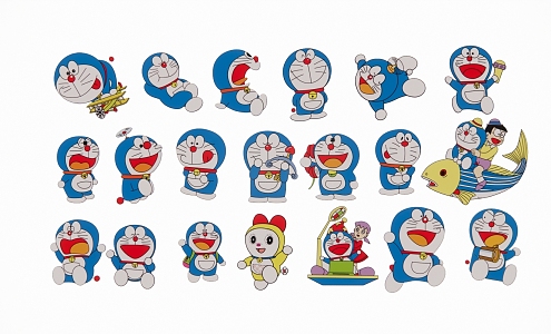 Modern 2D Cartoon Doraemon Silhouette 3d model