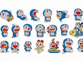 Modern 2D Cartoon Doraemon Silhouette 3d model