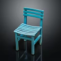 Simple Modern Light Blue Wooden Leisure Chair with Slatted Backrest and Seat for Home Decor