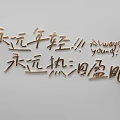 Inspirational Decorative Wall Hanging with Chinese Calligraphy Always Young and Always Tearful