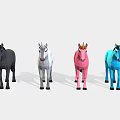 Colorful Polygonal Unicorns In Various Hues Standing In A Line